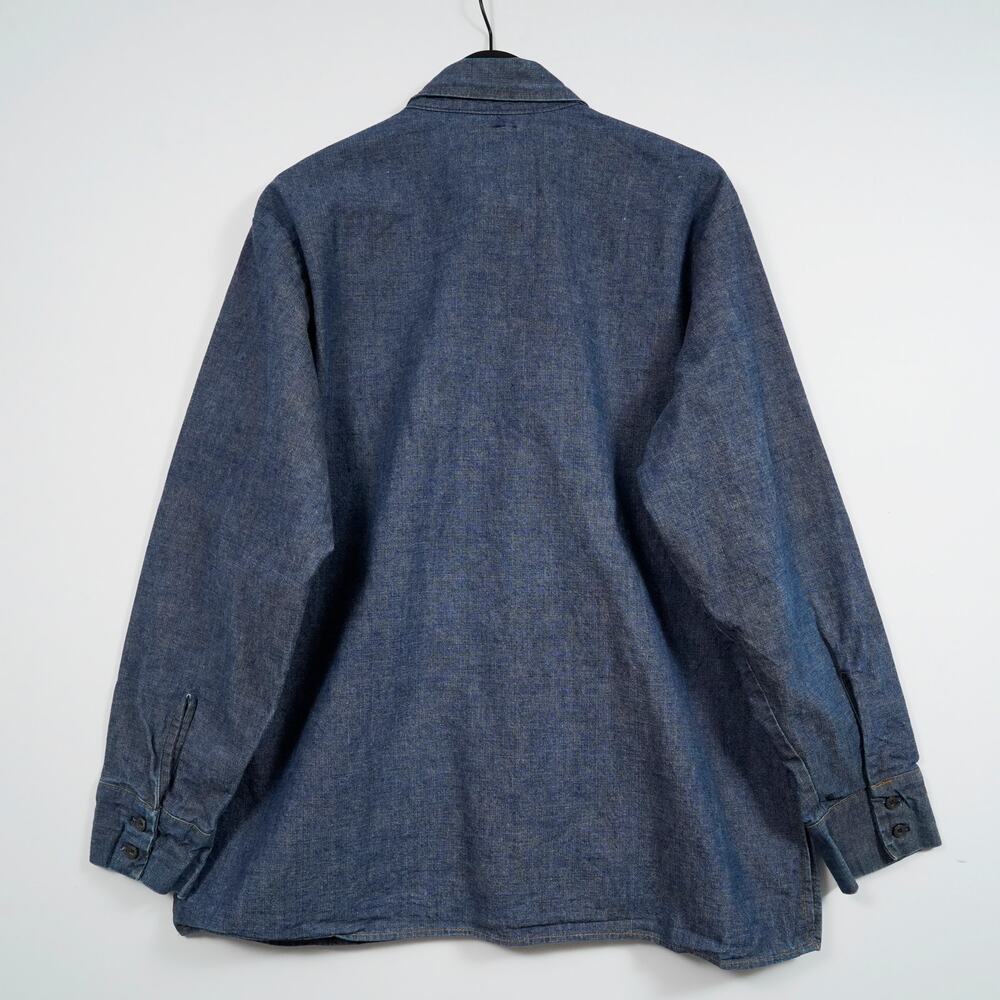 Vintage 70s Levi’s Orange Tab Denim Chore Work Shirt XL Made in USA Indigo - Picture 2 of 12